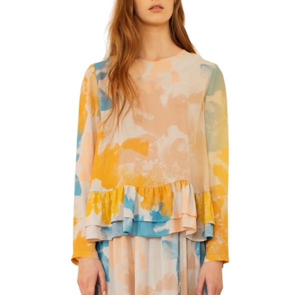 Rodebjer Resort‎ Lindy Pop Floral Blouse Womens Small Multi Boho Hippie Babydoll